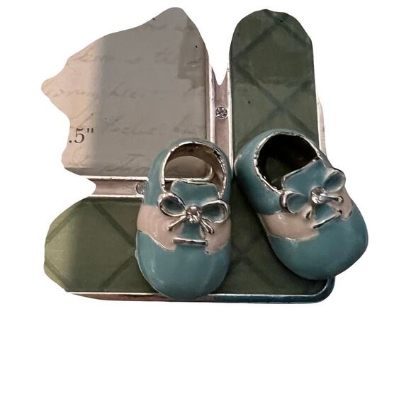 Ashleigh Manor 3.5 x 3.5 enamel rhinestone baby shoe kickstand picture frame - Picture 2 of 8